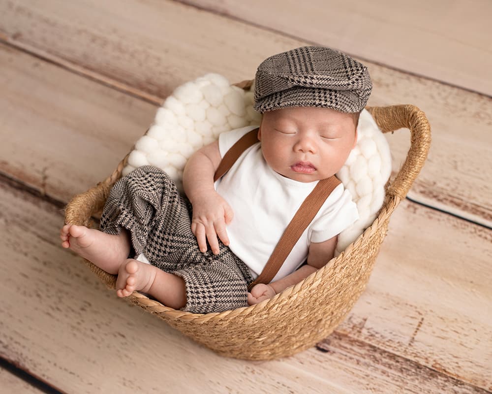 Newborn Baby Boy With Newsboy Hat